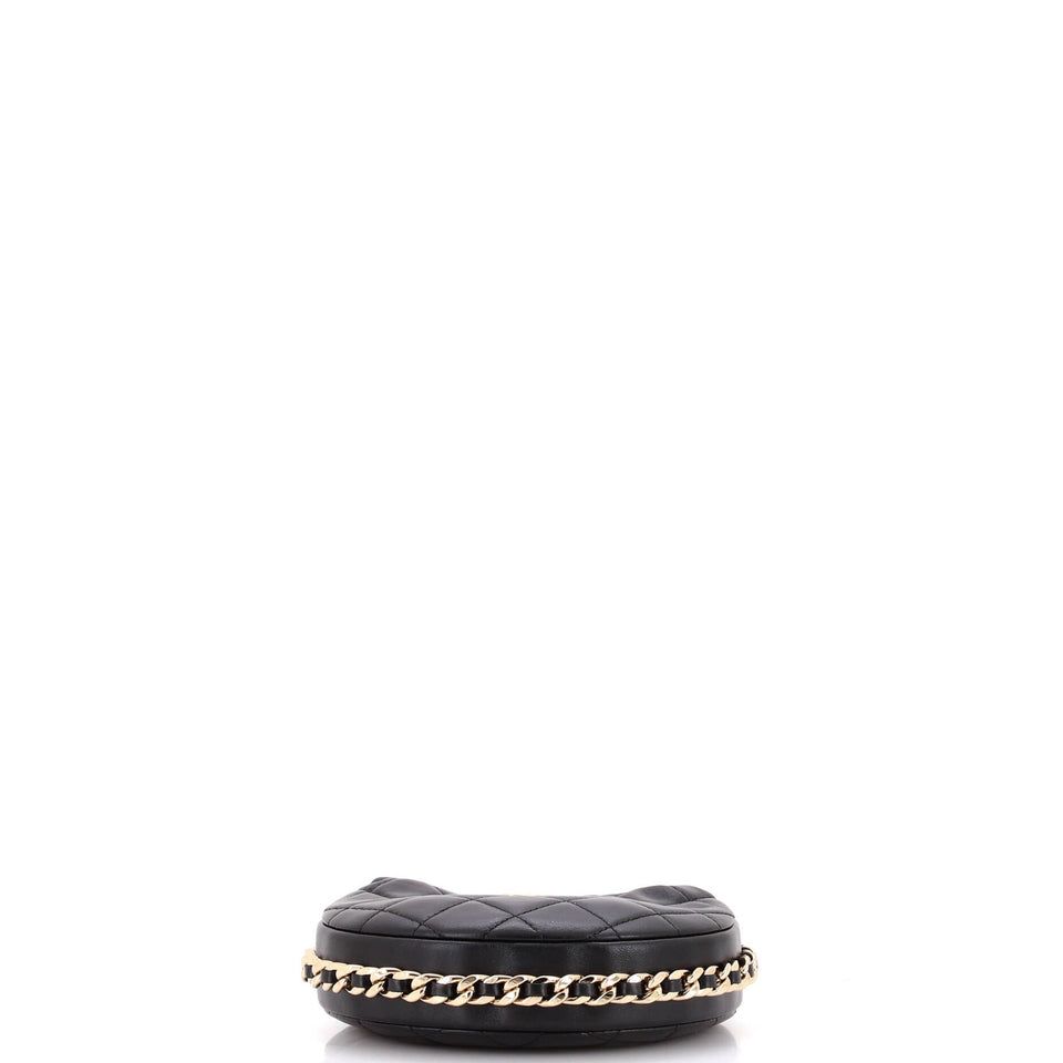 Chain Around Hobo Pouch Quilted Lambskin Mini