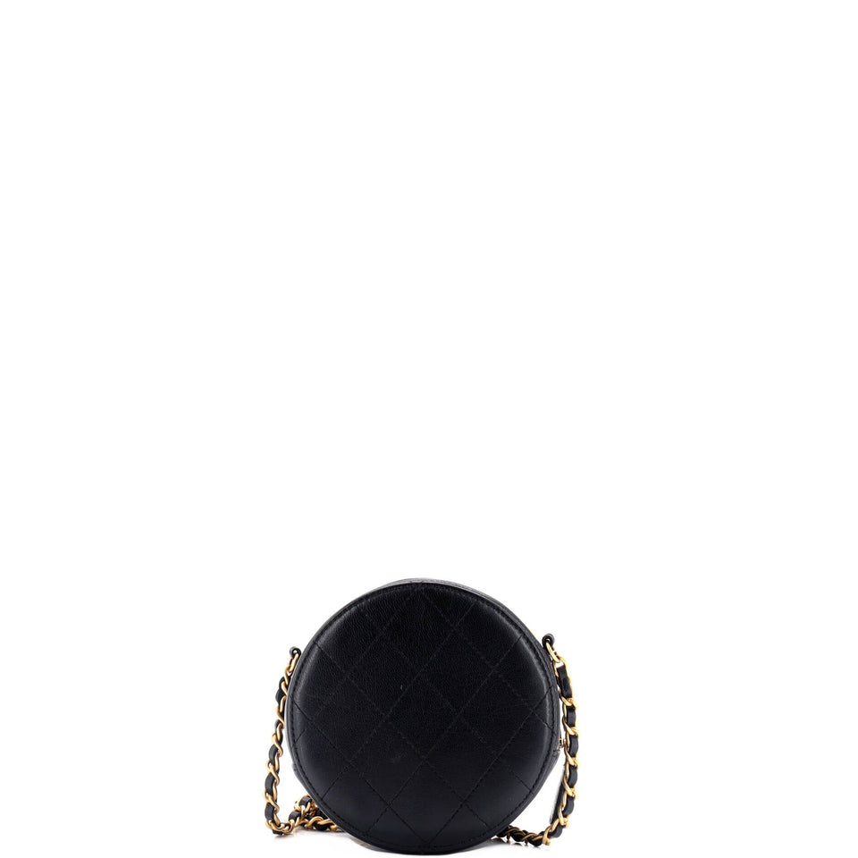 Chic Pearls Round Clutch with Chain Quilted Lambskin