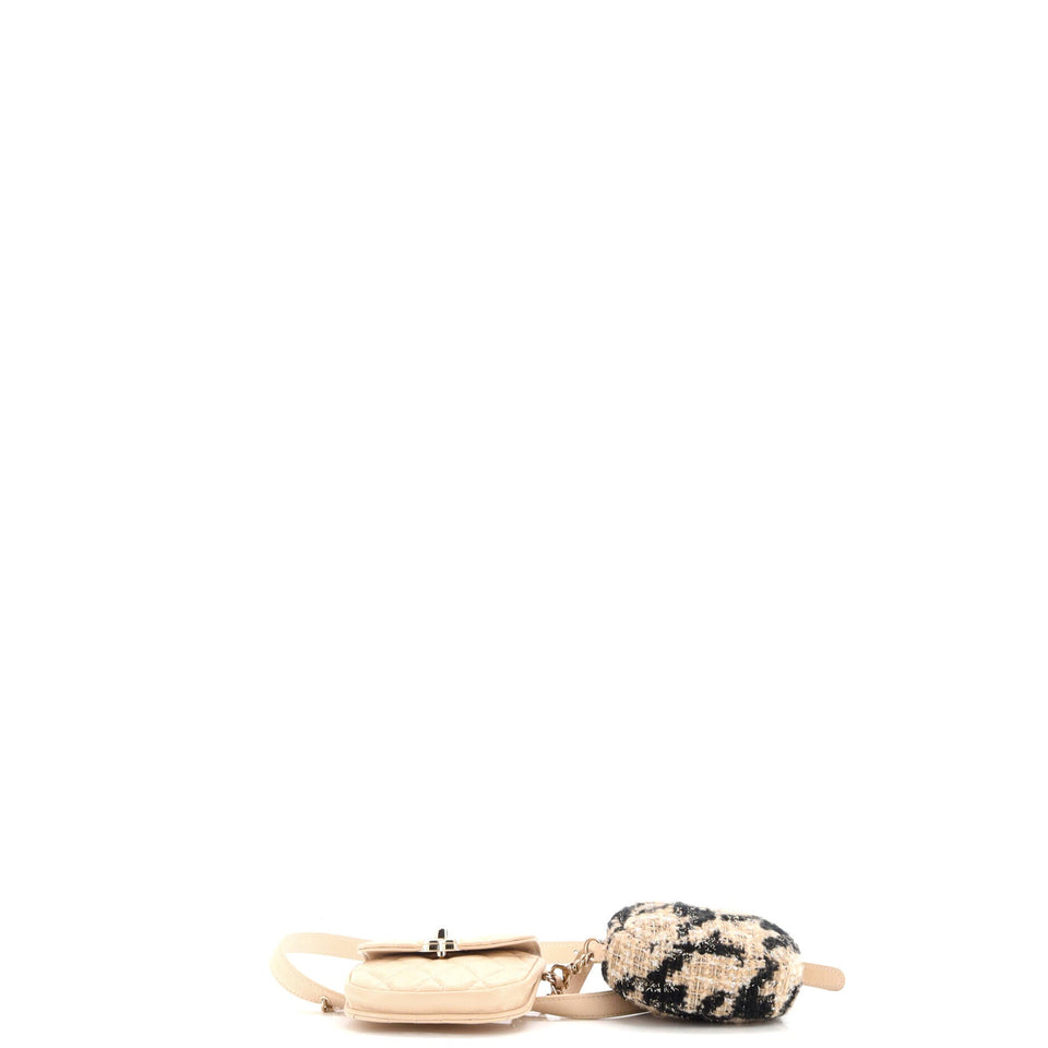CC Waist Bag with Coin Purse Quilted Lambskin and Tweed