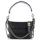 Gabrielle Hobo with Logo Handle Laser Cut Calfskin and Wool Felt Small