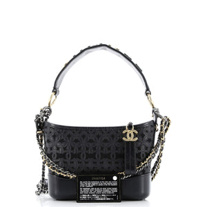 Gabrielle Hobo with Logo Handle Laser Cut Calfskin and Wool Felt Small