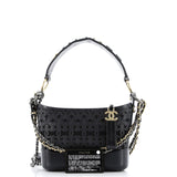 Gabrielle Hobo with Logo Handle Laser Cut Calfskin and Wool Felt Small