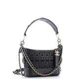 Gabrielle Hobo with Logo Handle Laser Cut Calfskin and Wool Felt Small