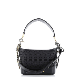 Gabrielle Hobo with Logo Handle Laser Cut Calfskin and Wool Felt Small