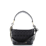 Gabrielle Hobo with Logo Handle Laser Cut Calfskin and Wool Felt Small