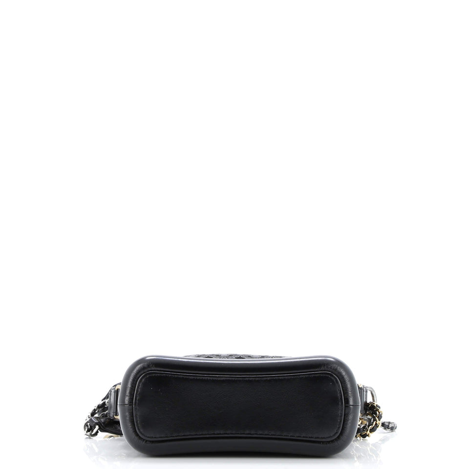 Gabrielle Hobo with Logo Handle Laser Cut Calfskin and Wool Felt Small