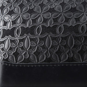 Gabrielle Hobo with Logo Handle Laser Cut Calfskin and Wool Felt Small