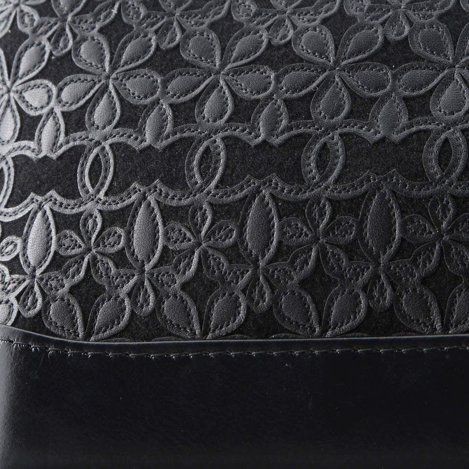 Gabrielle Hobo with Logo Handle Laser Cut Calfskin and Wool Felt Small