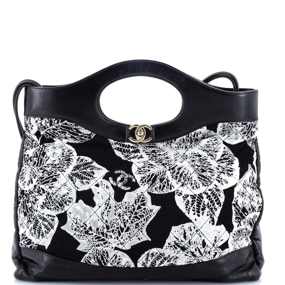 31 Shopping Bag Quilted Printed Cotton and Calfskin Large