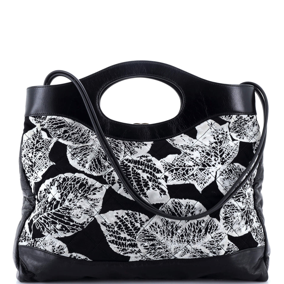 31 Shopping Bag Quilted Printed Cotton and Calfskin Large