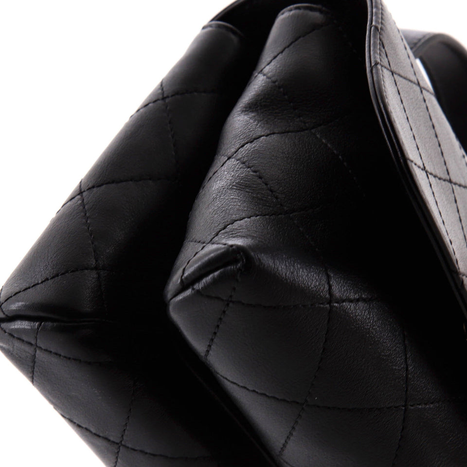 CC Double Pocket Top Handle Bag Stitched Calfskin Small