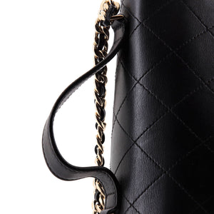 CC Double Pocket Top Handle Bag Stitched Calfskin Small
