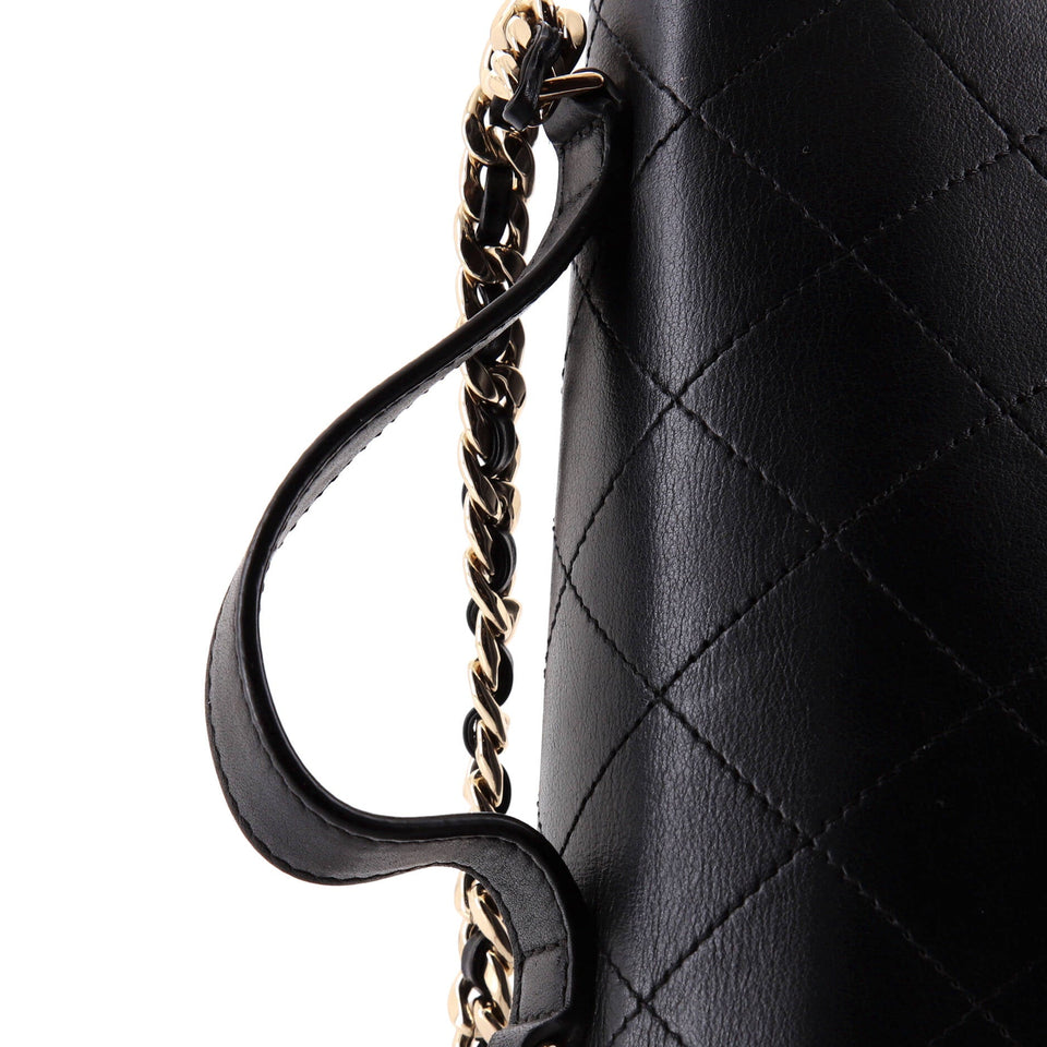 CC Double Pocket Top Handle Bag Stitched Calfskin Small