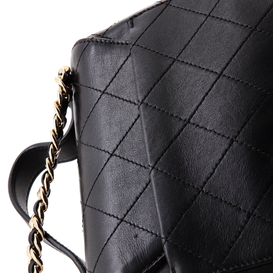 CC Double Pocket Top Handle Bag Stitched Calfskin Small