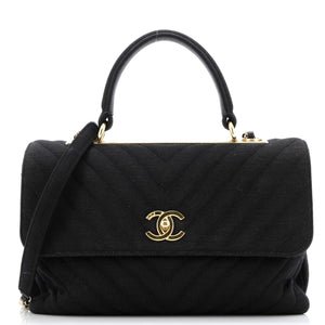 Trendy CC Top Handle Bag Chevron Jersey Medium