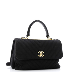 Trendy CC Top Handle Bag Chevron Jersey Medium