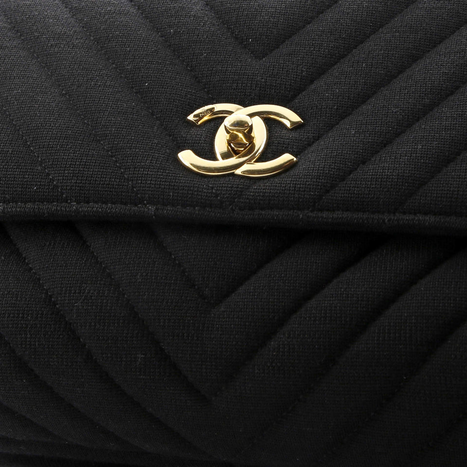 Trendy CC Top Handle Bag Chevron Jersey Medium