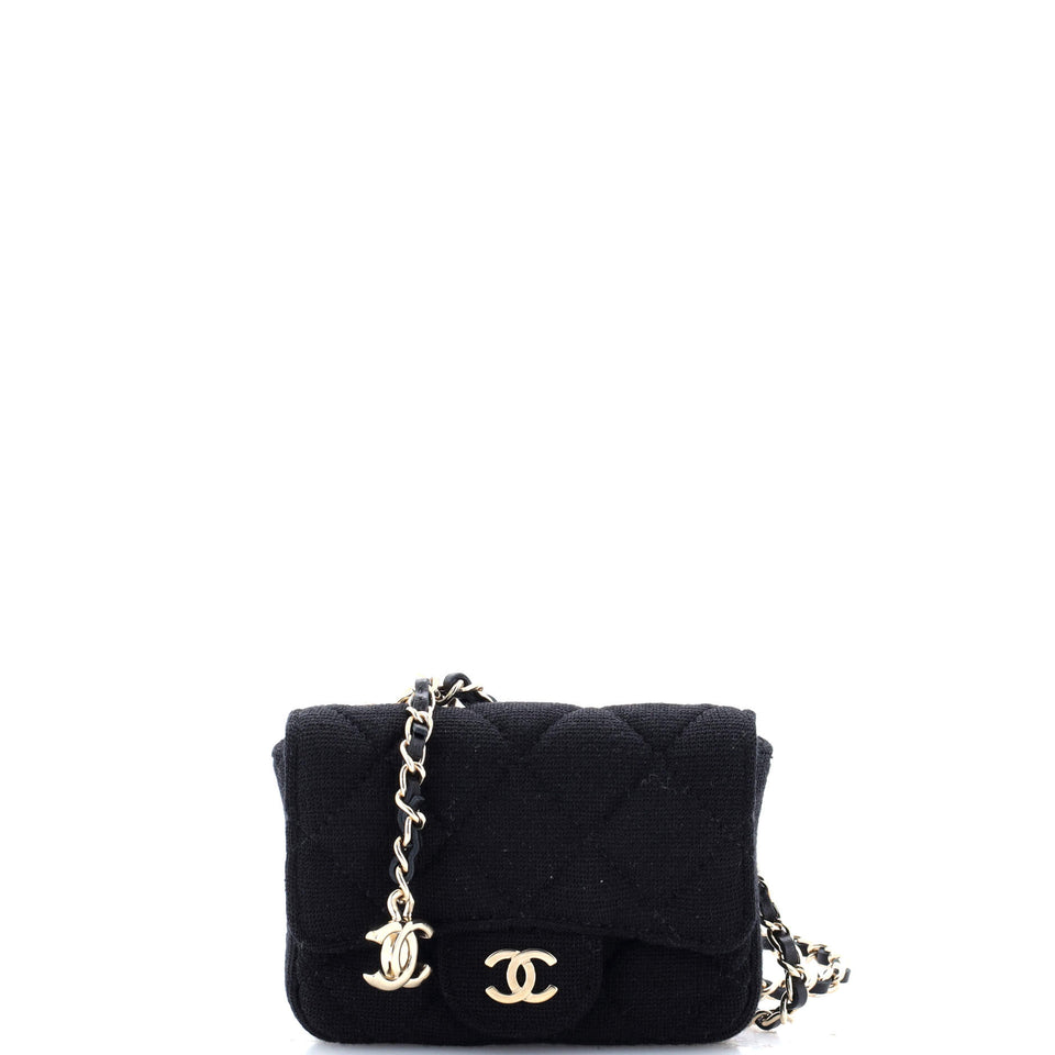 Classic Flap Chain Belt Bag Quilted Jersey Mini