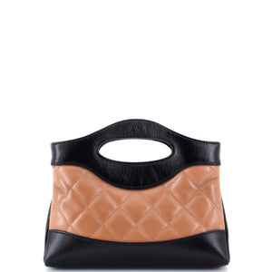 31 Shopping Bag Clutch with Chain Quilted Shiny Crumpled Calfskin Small