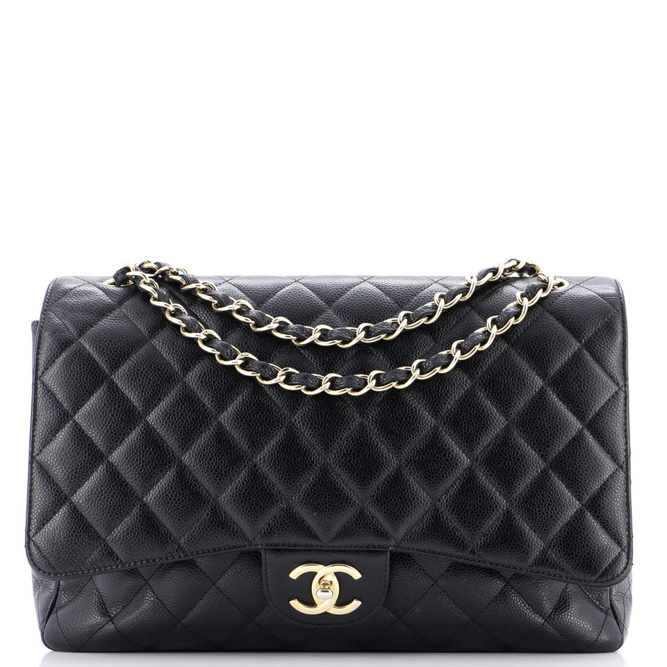 Classic Double Flap Bag Quilted Caviar Maxi