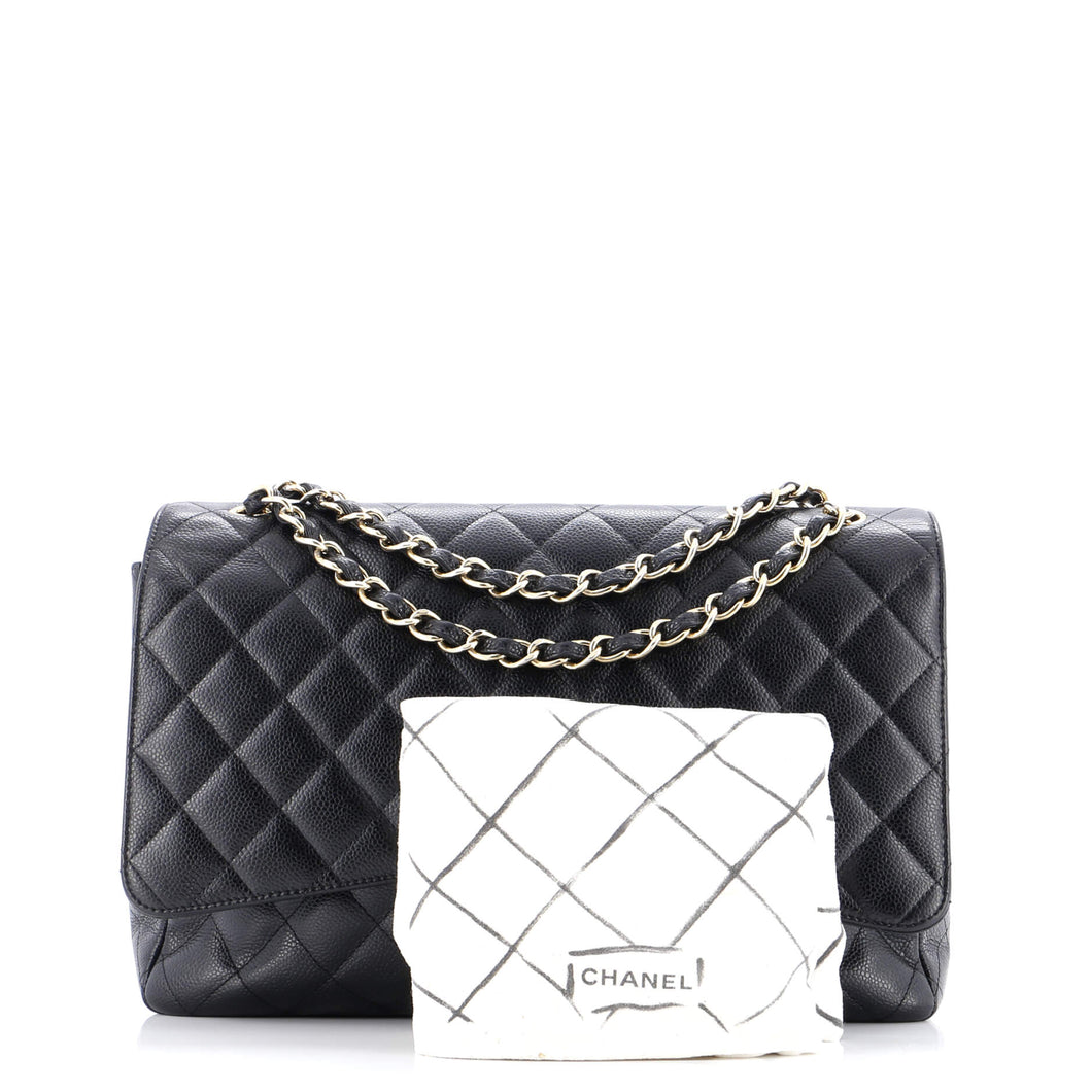 Classic Double Flap Bag Quilted Caviar Maxi