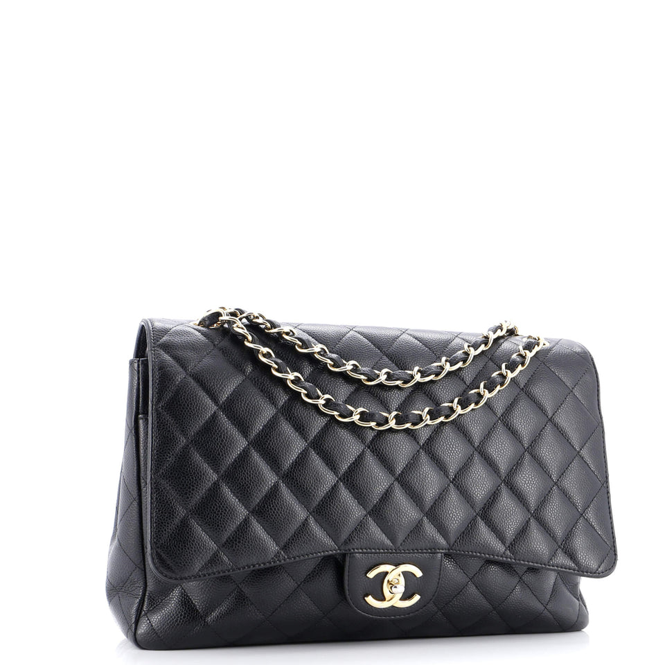 Classic Double Flap Bag Quilted Caviar Maxi
