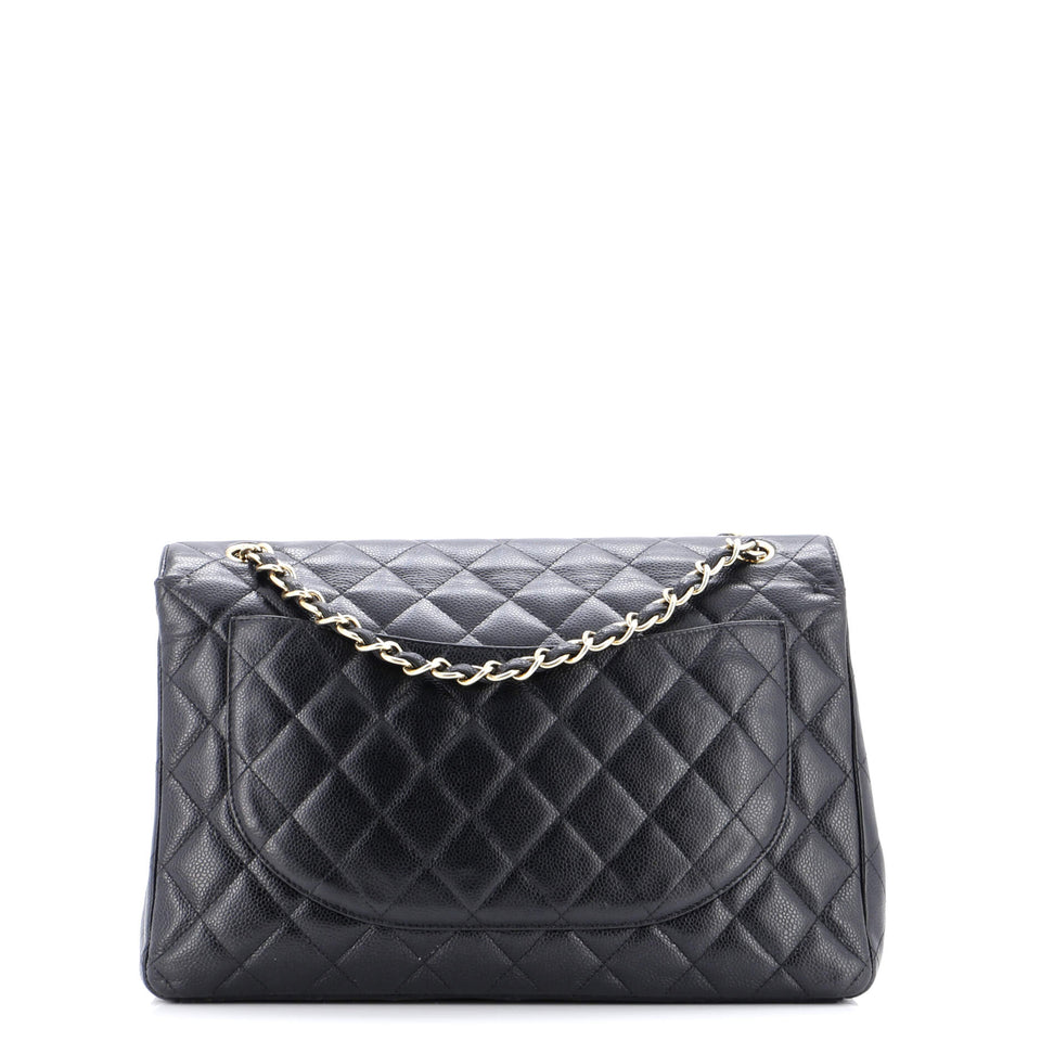 Classic Double Flap Bag Quilted Caviar Maxi