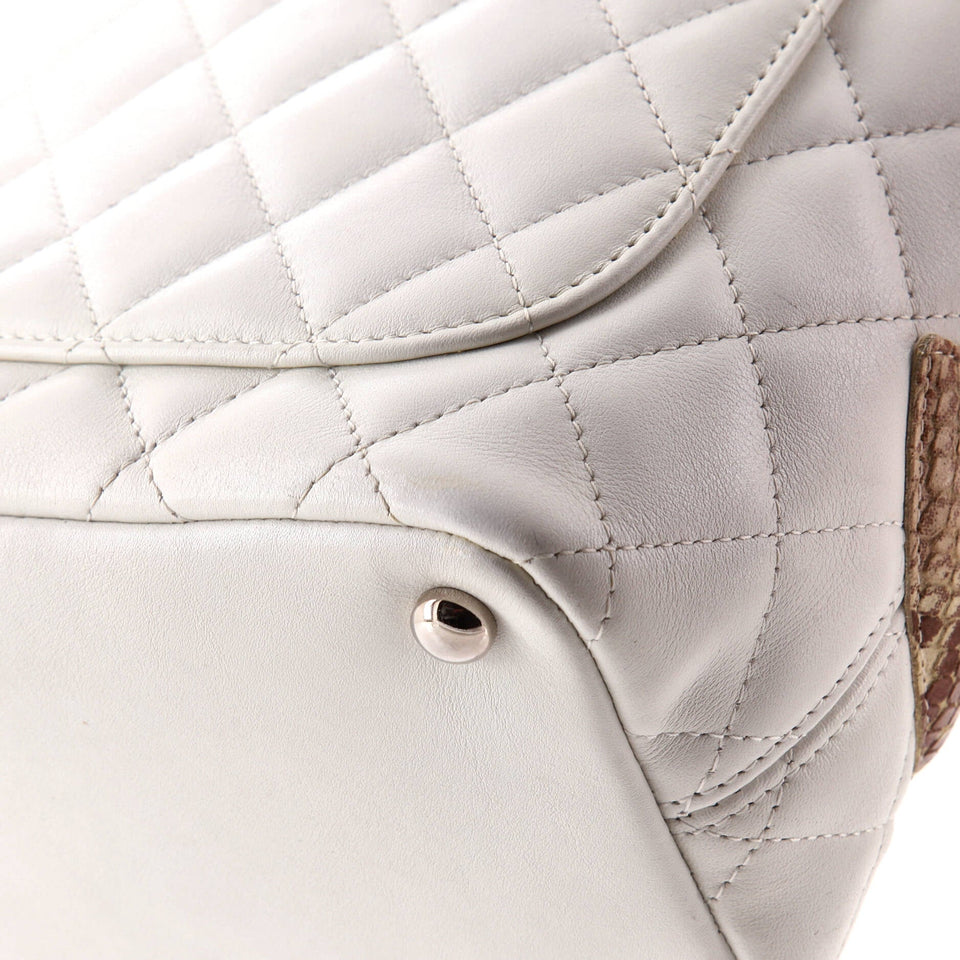 Cambon Tote Quilted Leather with Python Petite