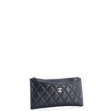 Classic Zip Pouch Quilted Caviar Long
