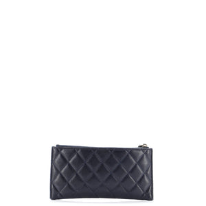Classic Zip Pouch Quilted Caviar Long