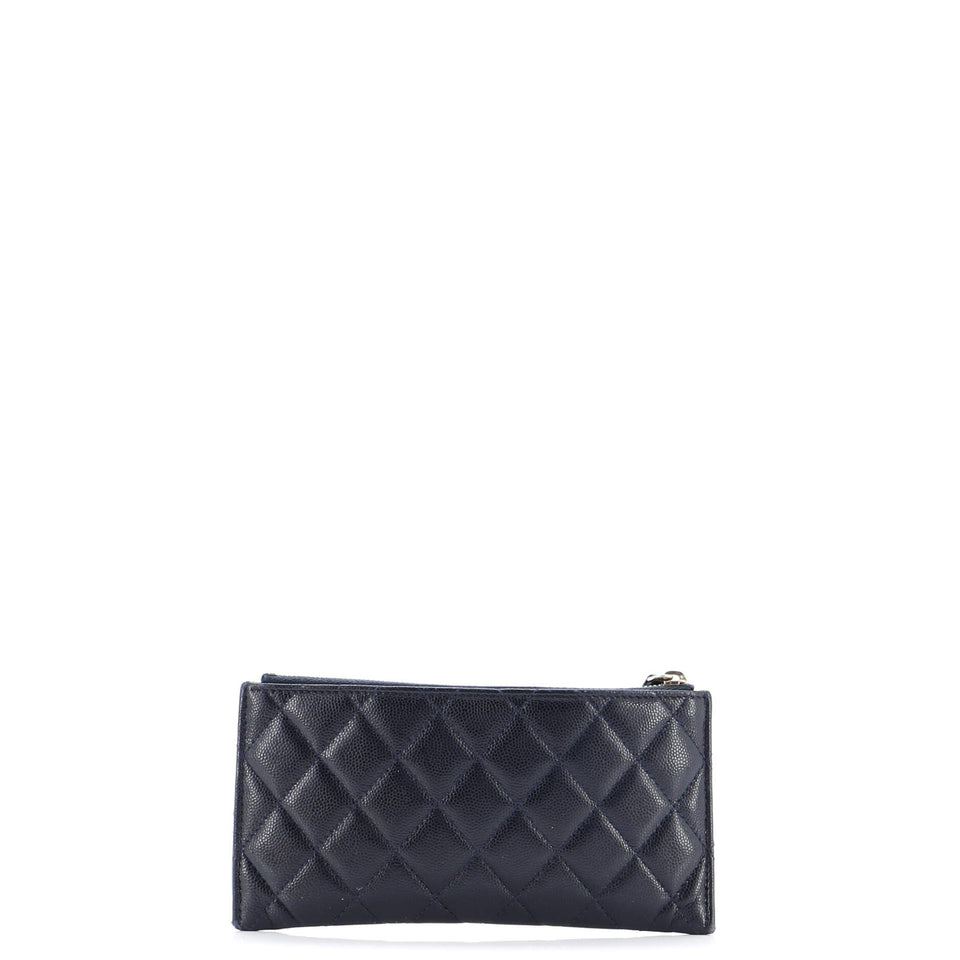 Classic Zip Pouch Quilted Caviar Long