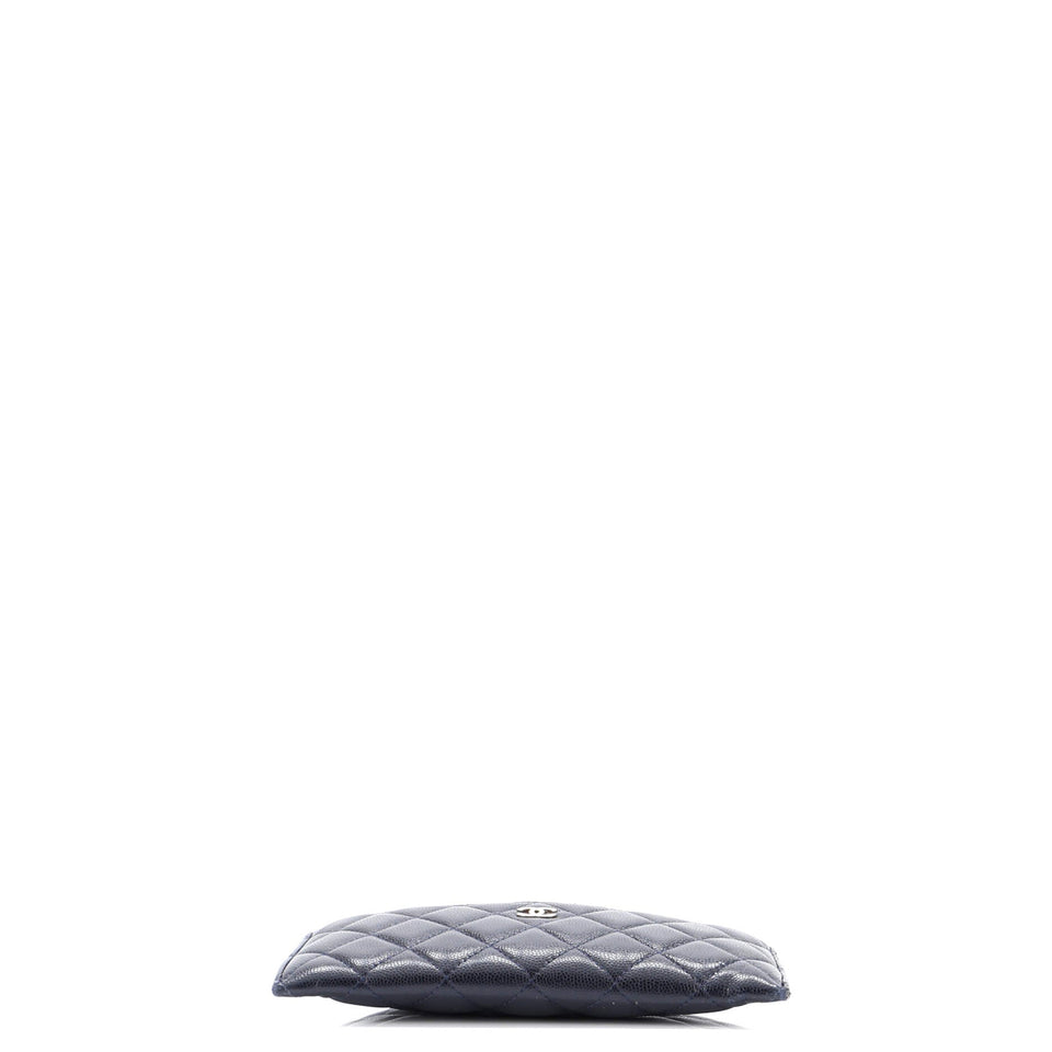 Classic Zip Pouch Quilted Caviar Long