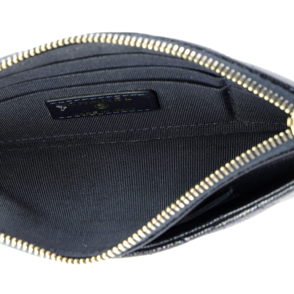 Classic Zip Pouch Quilted Caviar Long
