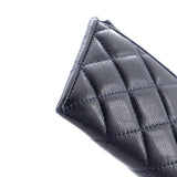 Classic Zip Pouch Quilted Caviar Long