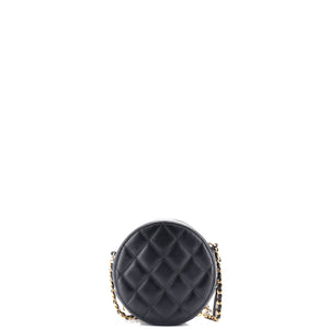 Egyptian Amulet Round Chain Clutch Quilted Calfskin Mini
