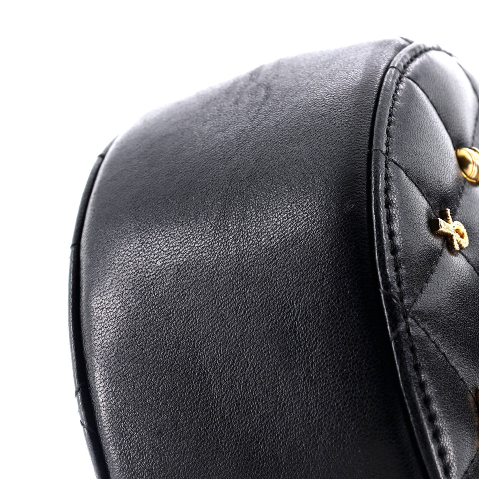 Egyptian Amulet Round Chain Clutch Quilted Calfskin Mini