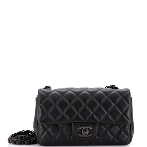 So Black Classic Single Flap Bag Quilted Lambskin Mini