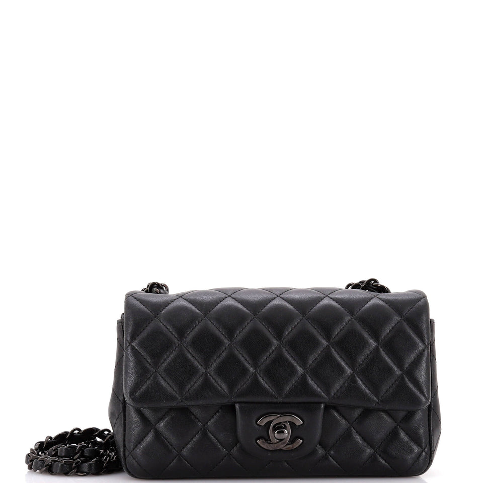 So Black Classic Single Flap Bag Quilted Lambskin Mini