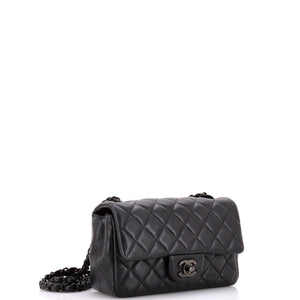 So Black Classic Single Flap Bag Quilted Lambskin Mini