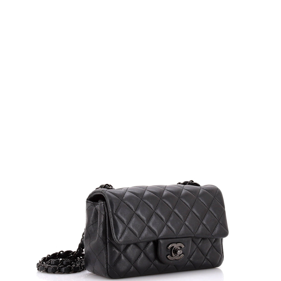 So Black Classic Single Flap Bag Quilted Lambskin Mini