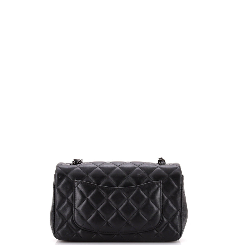 So Black Classic Single Flap Bag Quilted Lambskin Mini