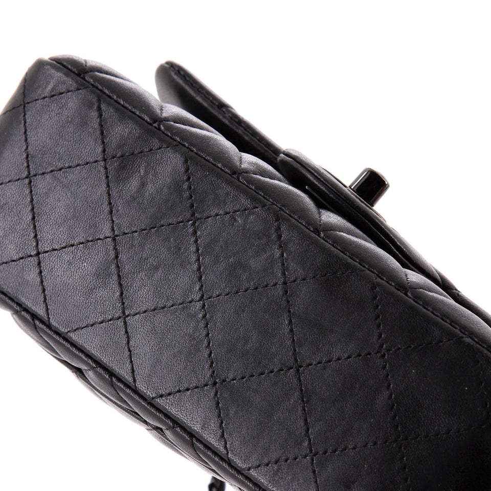 So Black Classic Single Flap Bag Quilted Lambskin Mini