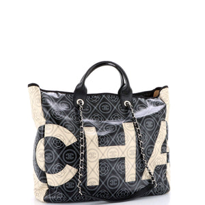 Logo Camellia Shopping Tote Printed Coated Canvas Medium
