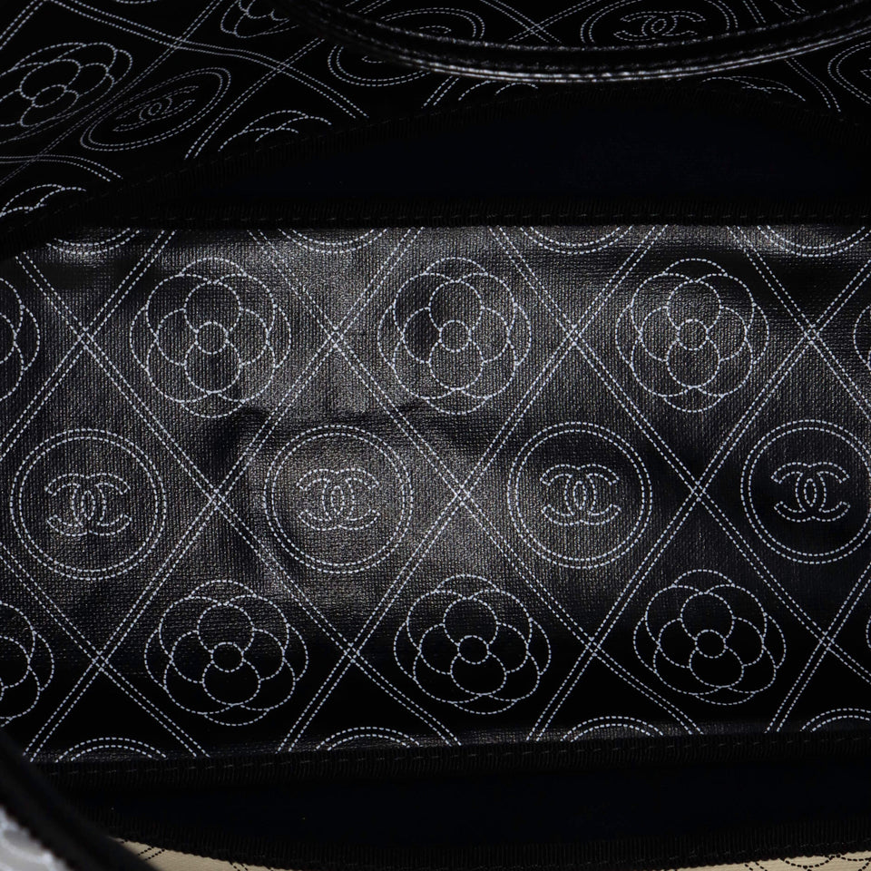 Logo Camellia Shopping Tote Printed Coated Canvas Medium