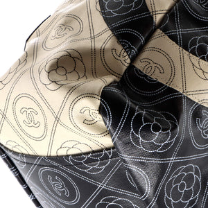 Logo Camellia Shopping Tote Printed Coated Canvas Medium