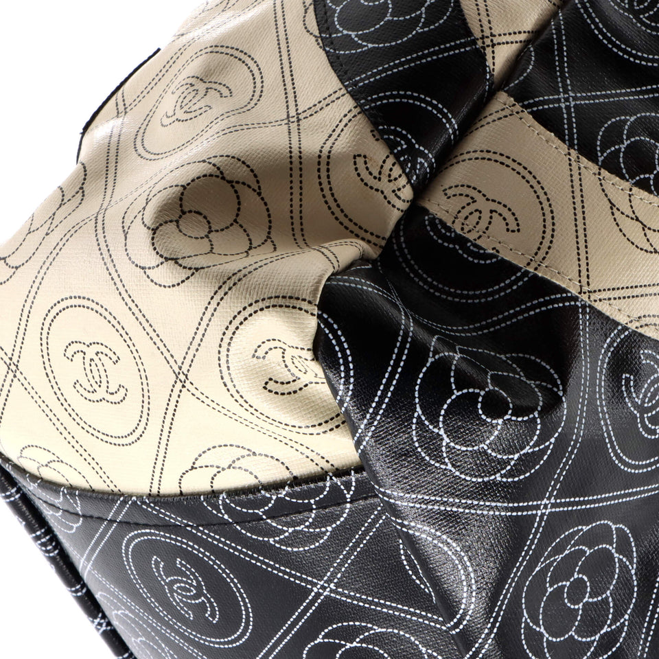 Logo Camellia Shopping Tote Printed Coated Canvas Medium