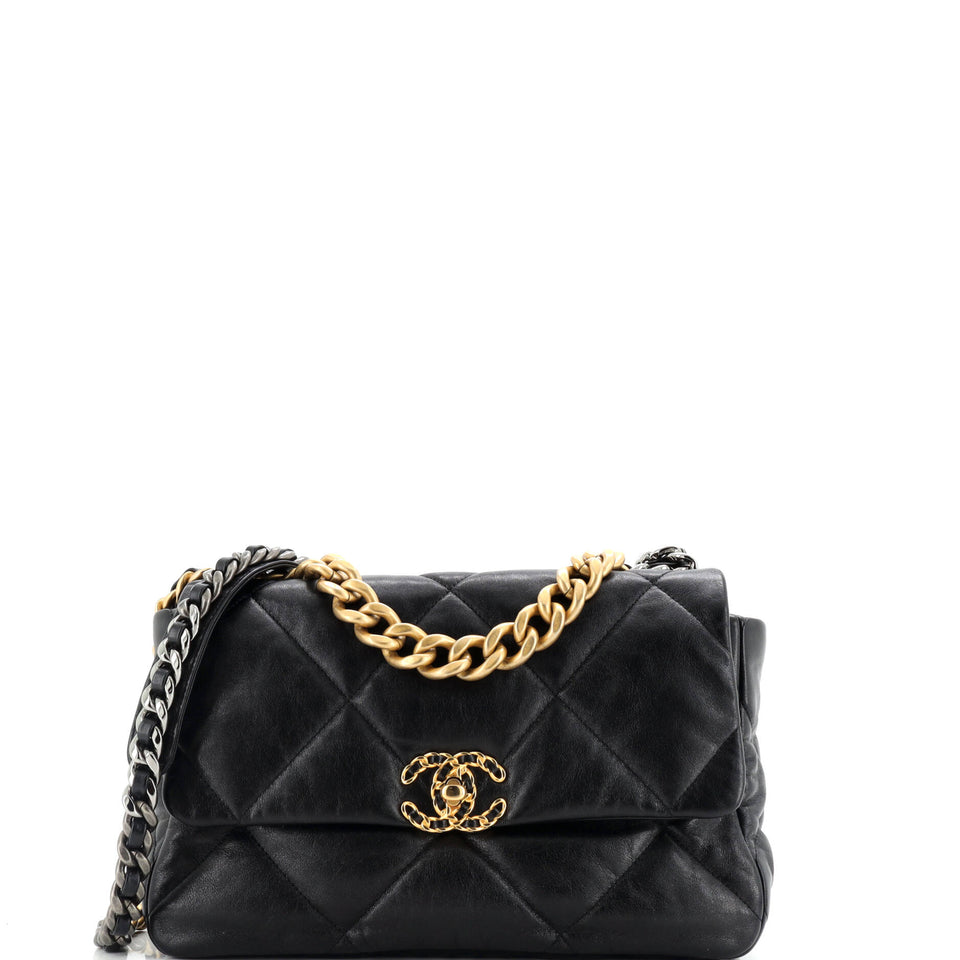19 Flap Bag Quilted Leather Large
