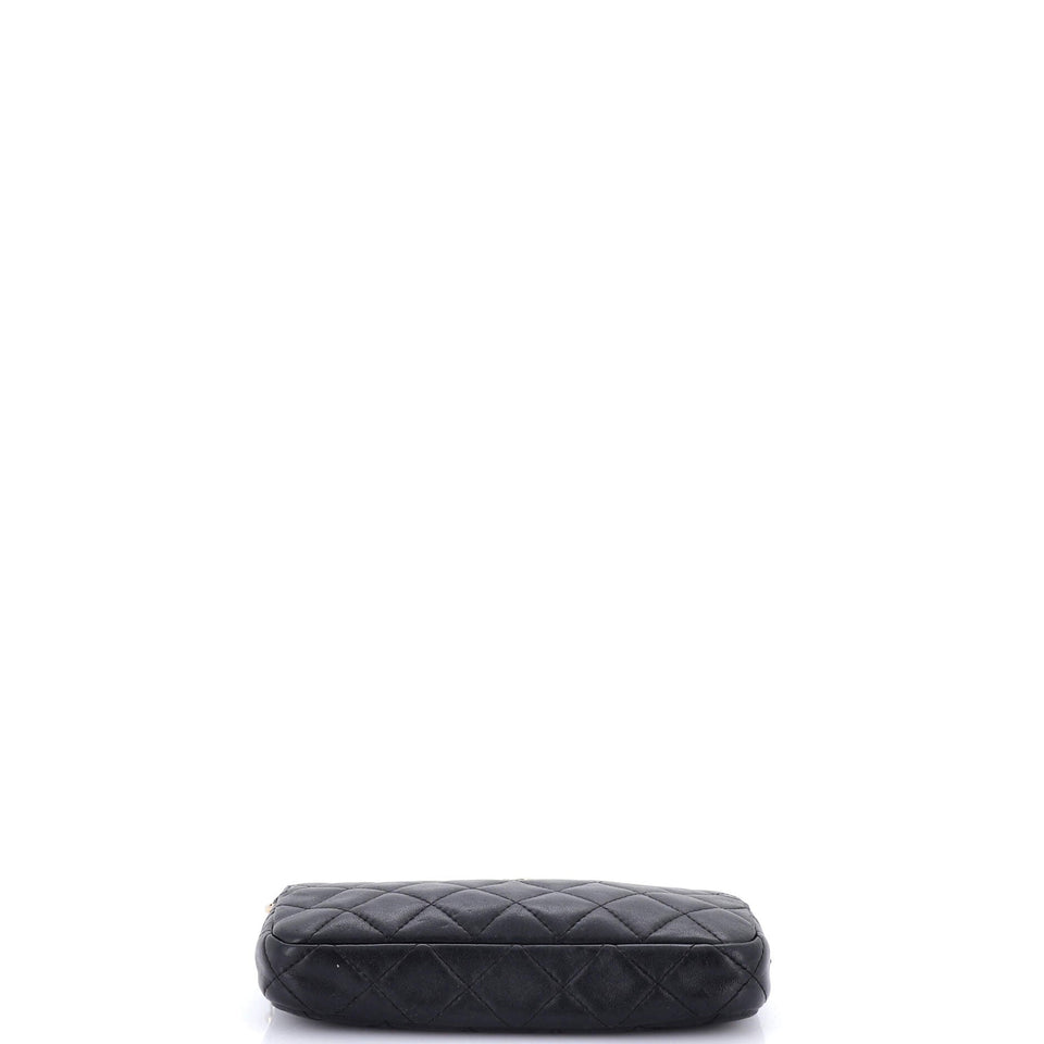 Double Zip Clutch with Chain Quilted Lambskin