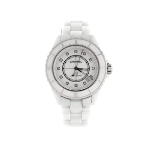 J12 Automatic Watch Ceramic and Stainless Steel with Diamond Markers and Mother of Pearl 38