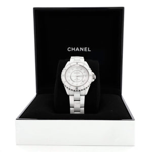 J12 Automatic Watch Ceramic and Stainless Steel with Diamond Markers and Mother of Pearl 38